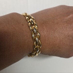 Vintage 80s D'Orlan Gold-tone Rice Grains Link Bracelet
